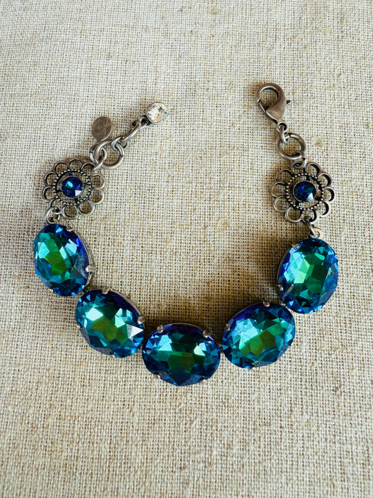 Dana Blue Oval Cut Crystal Bracelet