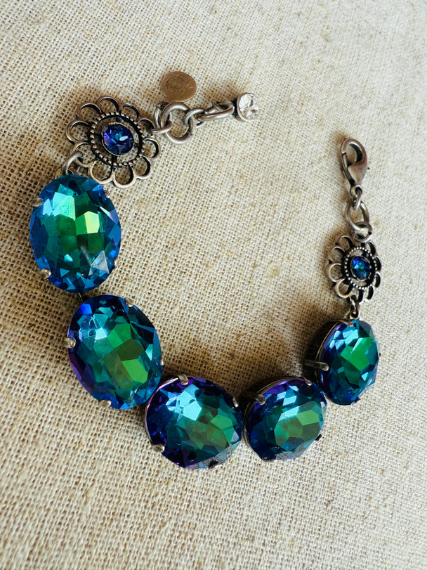 Dana Blue Oval Cut Crystal Bracelet