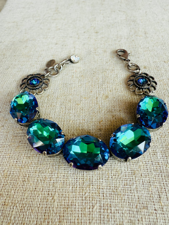Dana Blue Oval Cut Crystal Bracelet