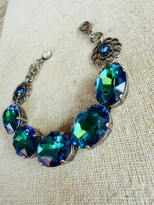 Dana Blue Oval Cut Crystal Bracelet