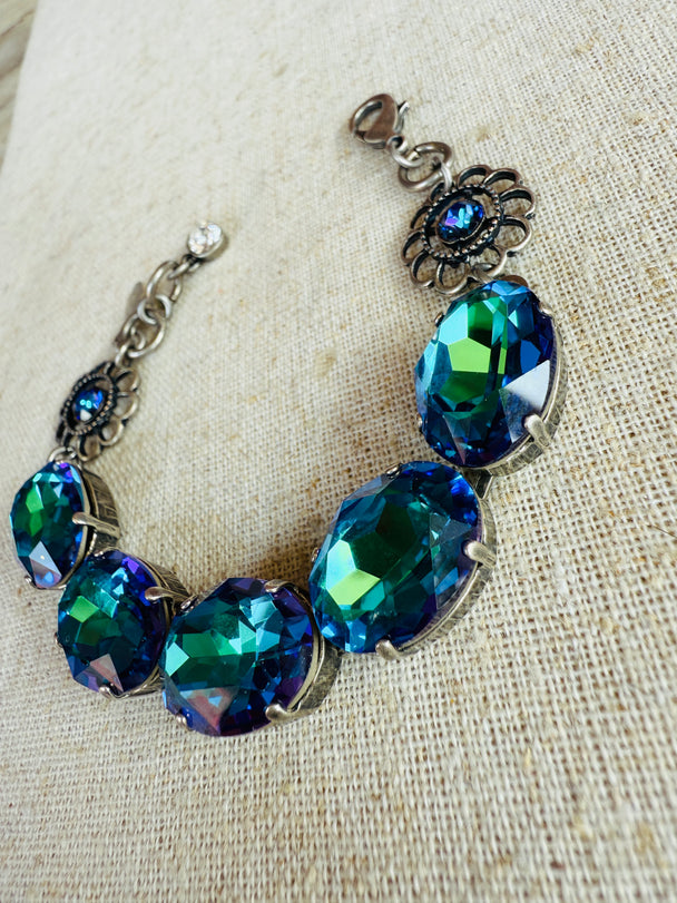 Dana Blue Oval Cut Crystal Bracelet