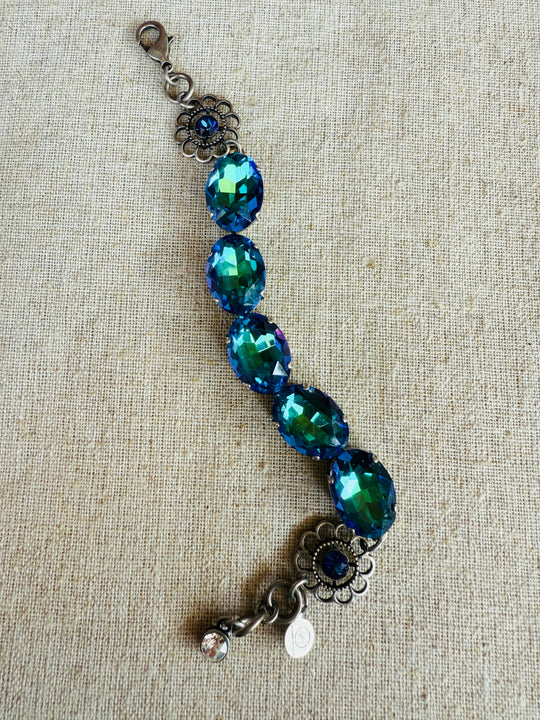 Dana Blue Oval Cut Crystal Bracelet