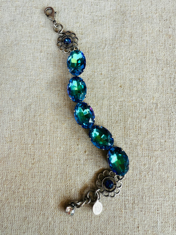 Dana Blue Oval Cut Crystal Bracelet