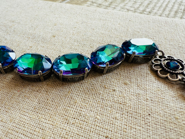Dana Blue Oval Cut Crystal Bracelet