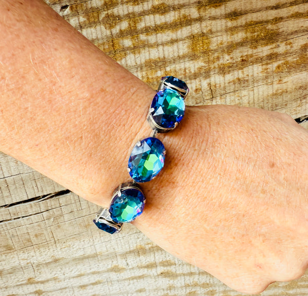 Dana Blue Oval Cut Crystal Bracelet