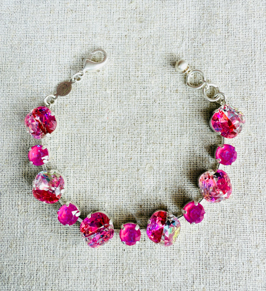 Olivia Pink Silver Crystal Tennis Bracelet