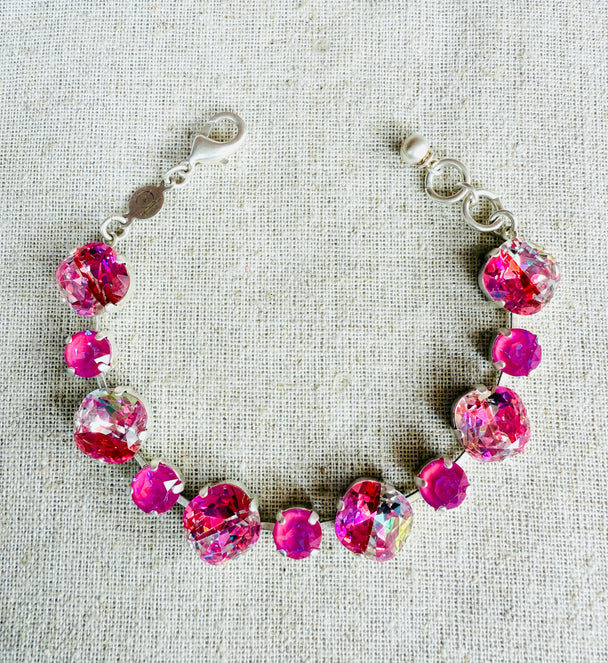 Olivia Pink Silver Crystal Tennis Bracelet