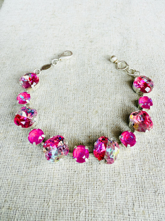 Olivia Pink Silver Crystal Tennis Bracelet