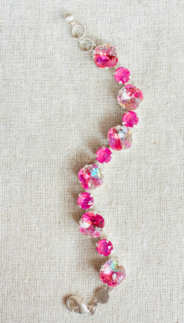 Olivia Pink Silver Crystal Tennis Bracelet