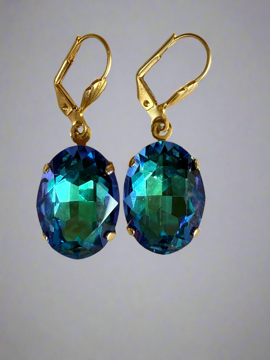 Nikki Oval Cut Crystal Dangle Earrings