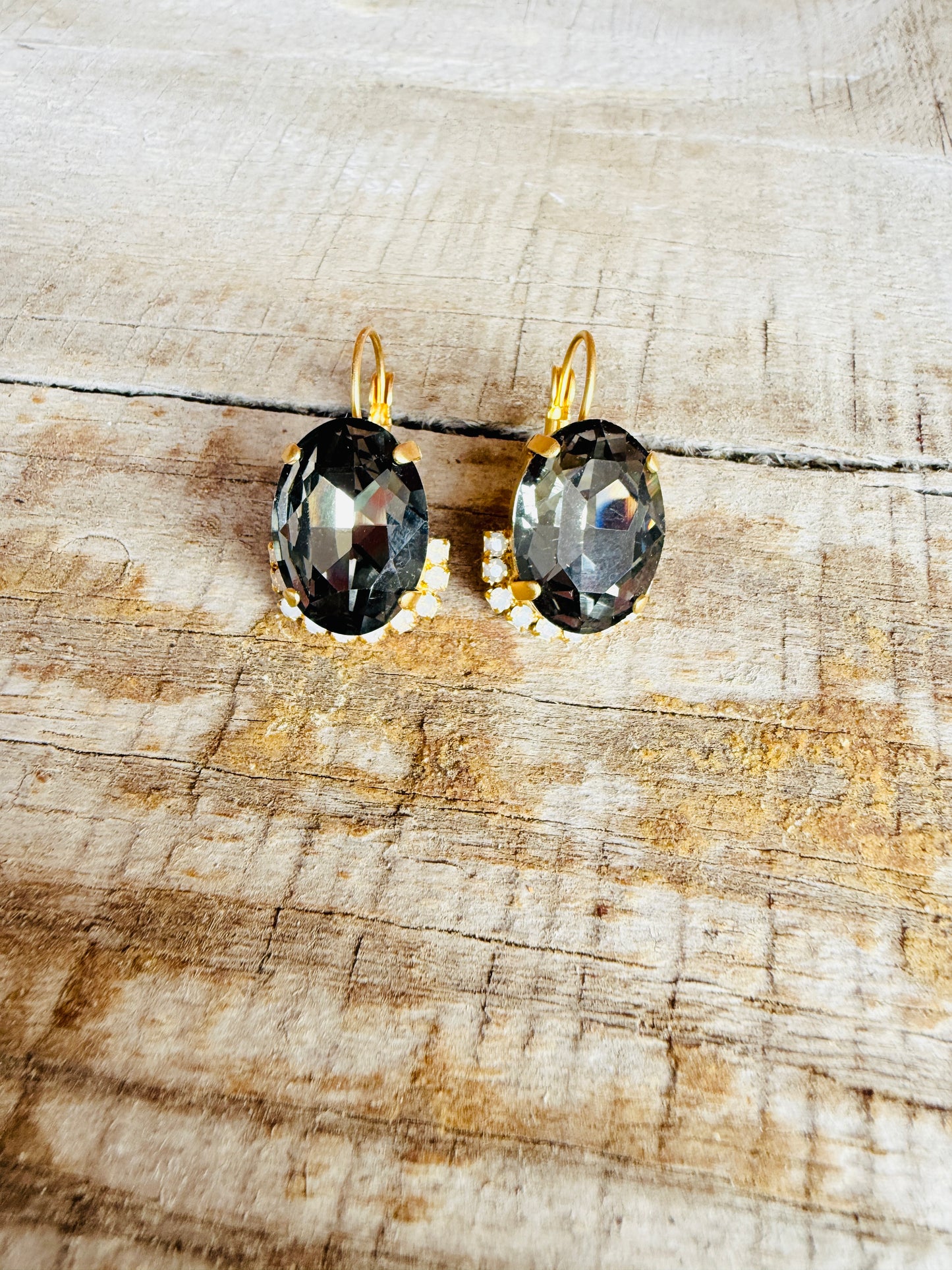 Patsy Dangle Graphite Crystal Earrings