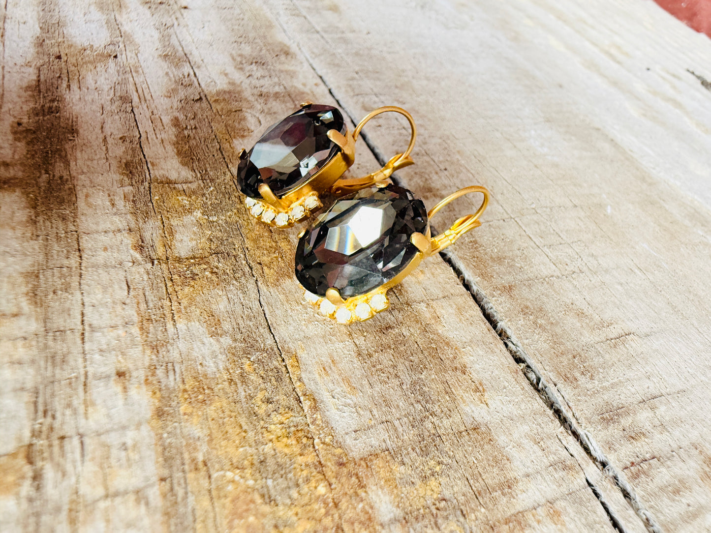 Patsy Dangle Graphite Crystal Earrings