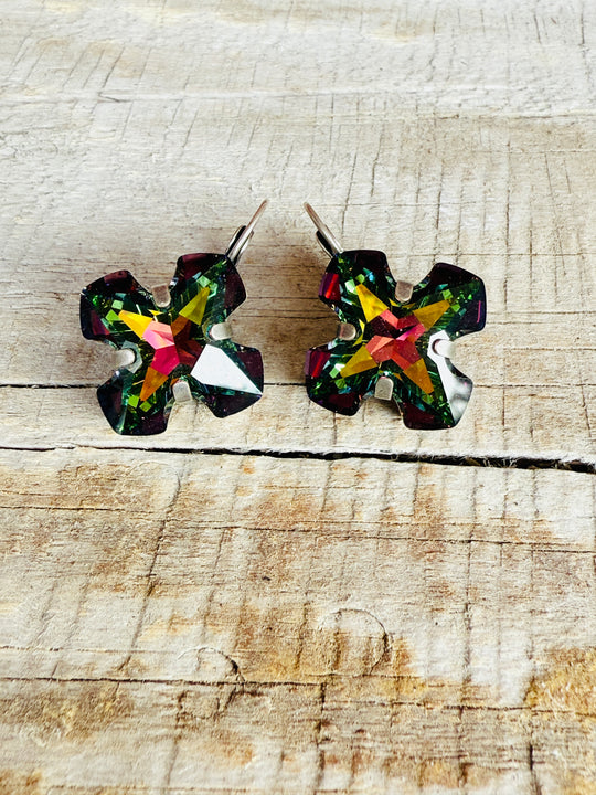 Arden Greek Cross Crystal Earrings - Shabby To Chic Jewelry