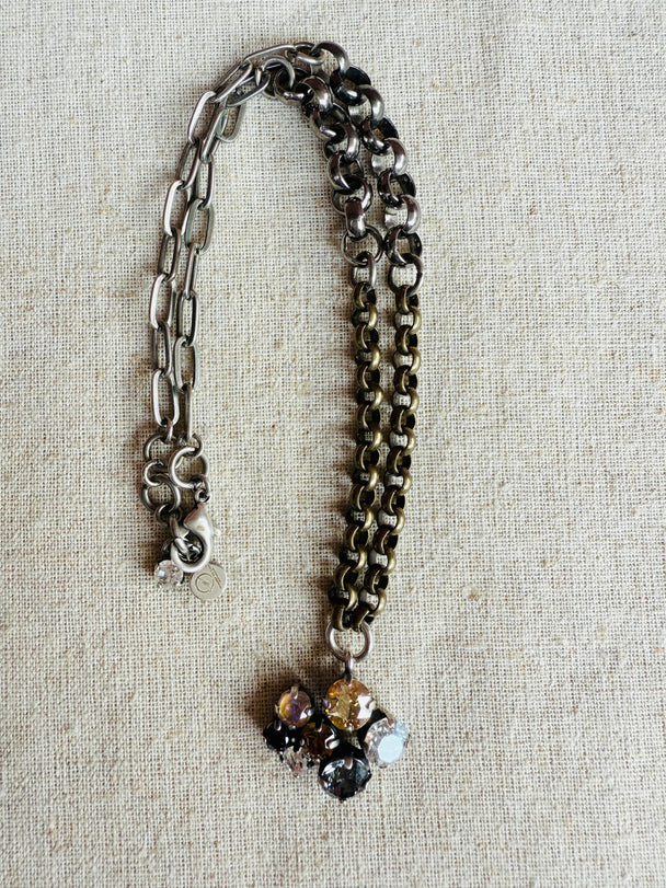 Patricia Mixed Metal Crystal Cluster Pendant Necklace