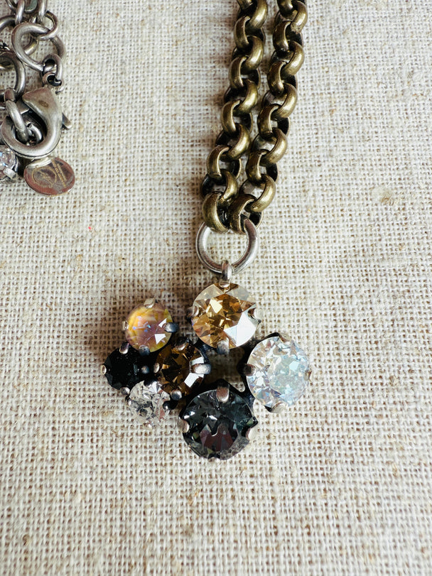 Patricia Mixed Metal Crystal Cluster Pendant Necklace