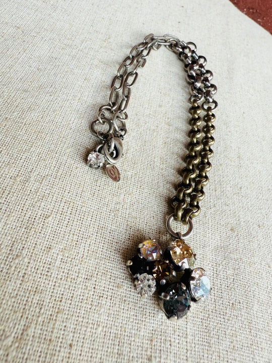 Patricia Mixed Metal Crystal Cluster Pendant Necklace