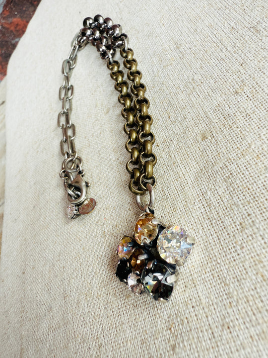 Patricia Mixed Metal Crystal Cluster Pendant Necklace