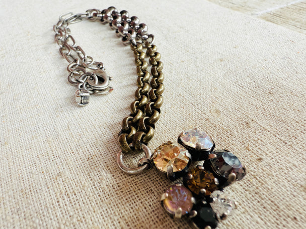 Patricia Mixed Metal Crystal Cluster Pendant Necklace