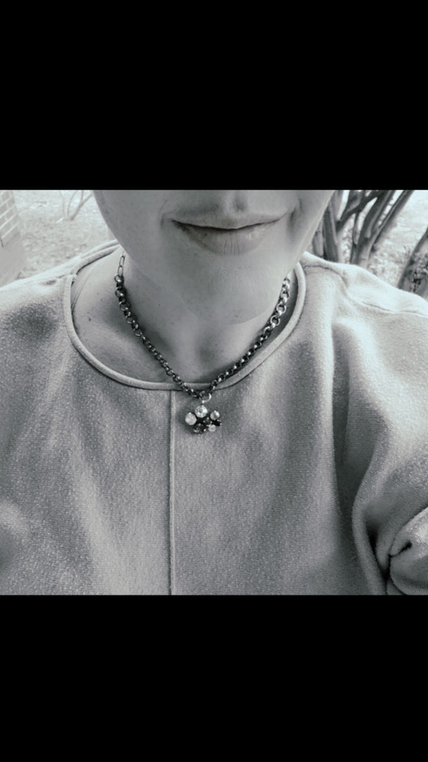 Patricia Mixed Metal Crystal Cluster Pendant Necklace