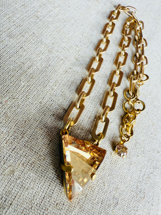 Vera Gold Triangle Crystal Necklace