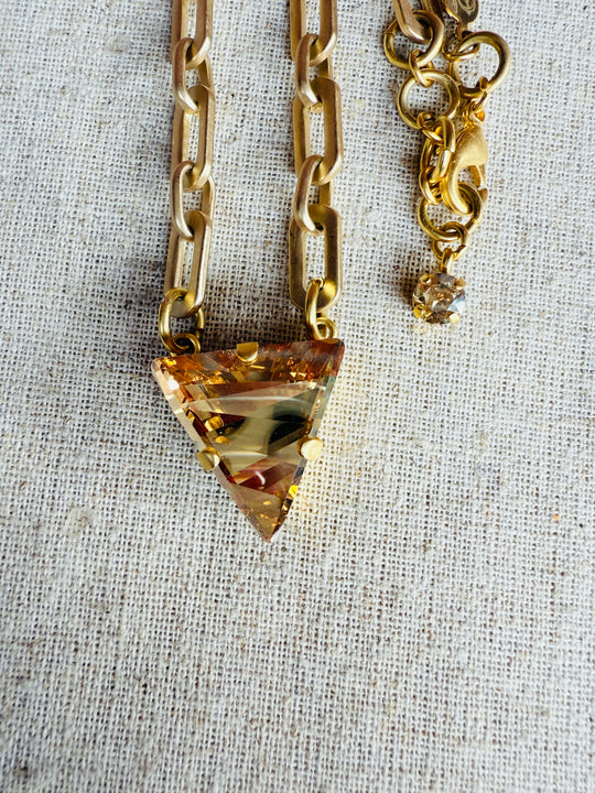 Vera Gold Triangle Crystal Necklace