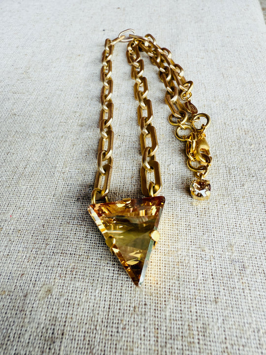 Vera Gold Triangle Crystal Necklace