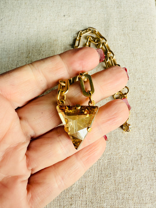 Vera Gold Triangle Crystal Necklace