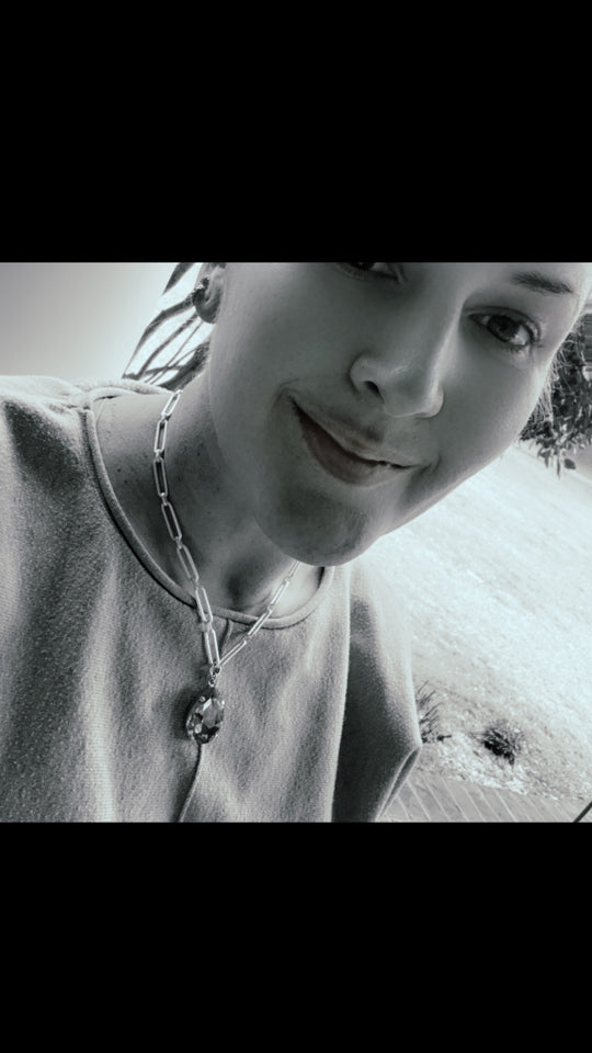 Evelyn Silver Pear Cut Crystal Pendant Necklace