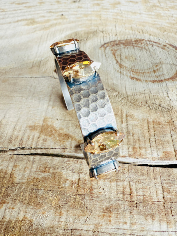 Darlene Silver Nanette Cuff Crystal Bracelet