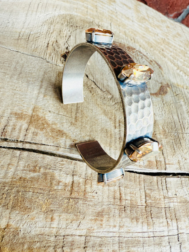 Darlene Silver Nanette Cuff Crystal Bracelet