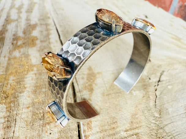 Darlene Silver Nanette Cuff Crystal Bracelet