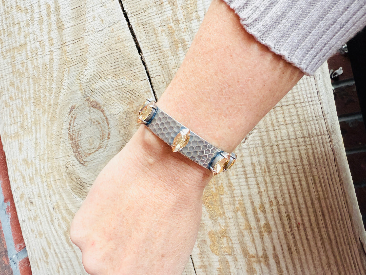 Darlene Silver Nanette Cuff Crystal Bracelet