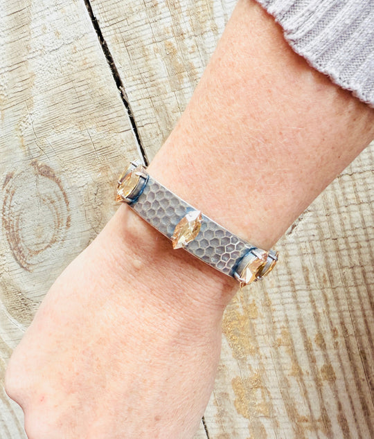 Darlene Silver Nanette Cuff Crystal Bracelet