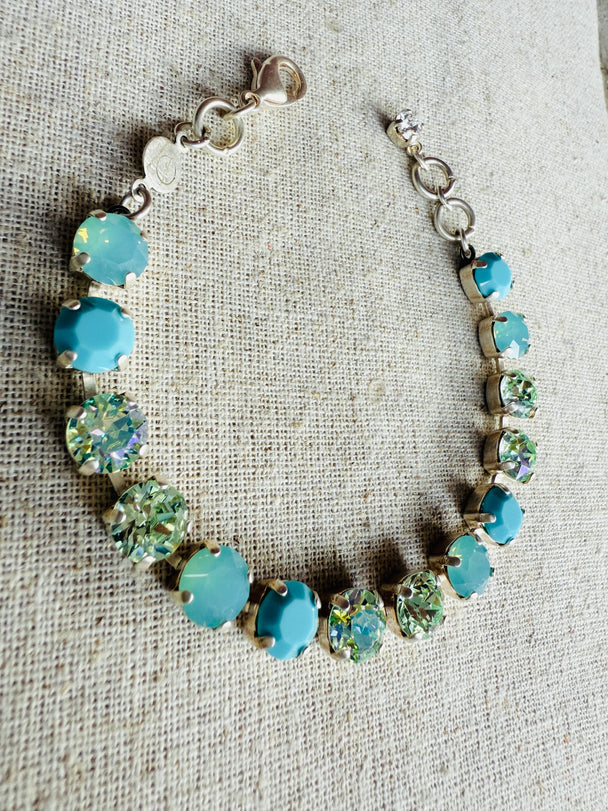 Gemma Turquoise Australian Crystal Tennis Bracelet - Shabby To Chic Jewelry