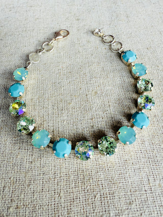 Gemma Turquoise Australian Crystal Tennis Bracelet - Shabby To Chic Jewelry