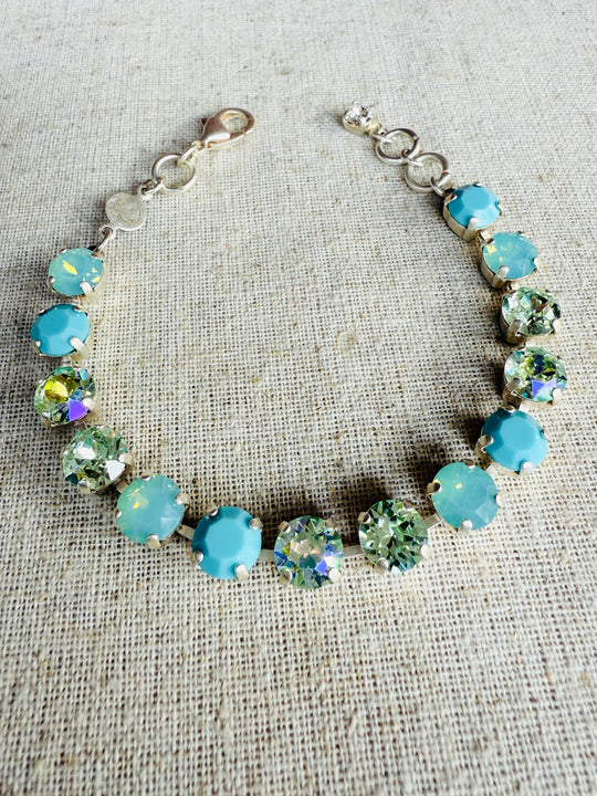 Gemma Turquoise Australian Crystal Tennis Bracelet - Shabby To Chic Jewelry
