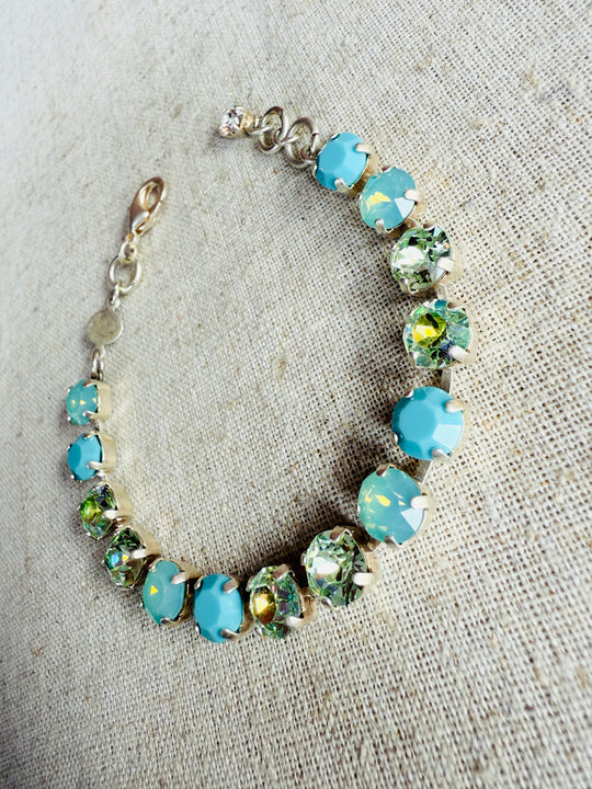 Gemma Turquoise Australian Crystal Tennis Bracelet - Shabby To Chic Jewelry