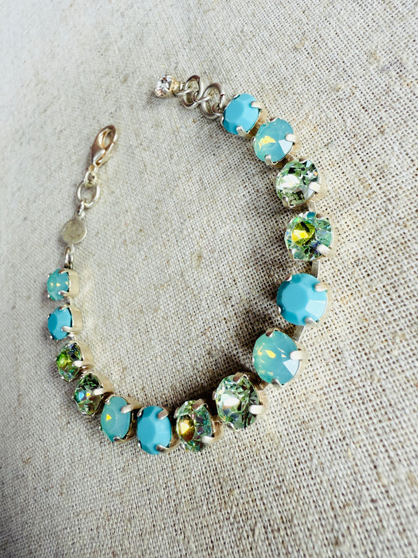 Gemma Turquoise Australian Crystal Tennis Bracelet - Shabby To Chic Jewelry
