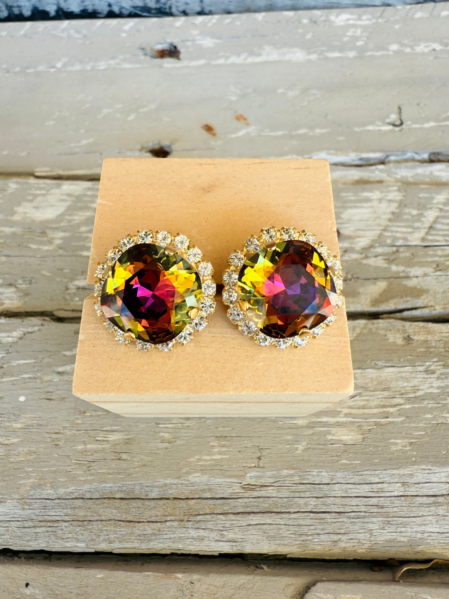 Mona Square Cut Crystal Halo Framed Earrings
