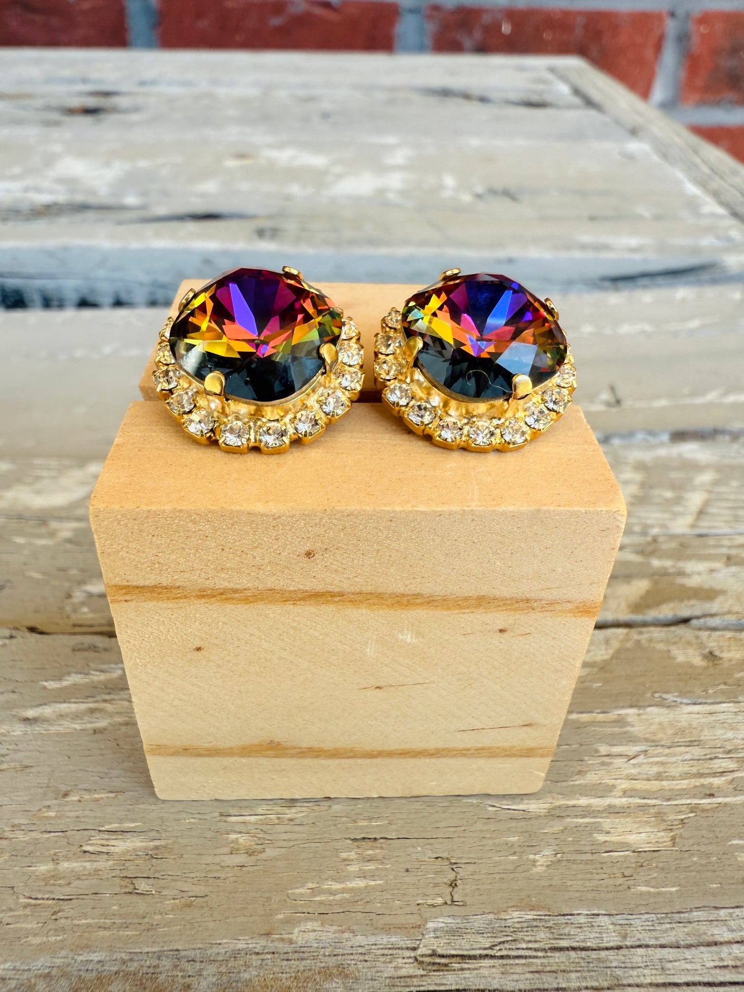 Mona Square Cut Crystal Halo Framed Earrings