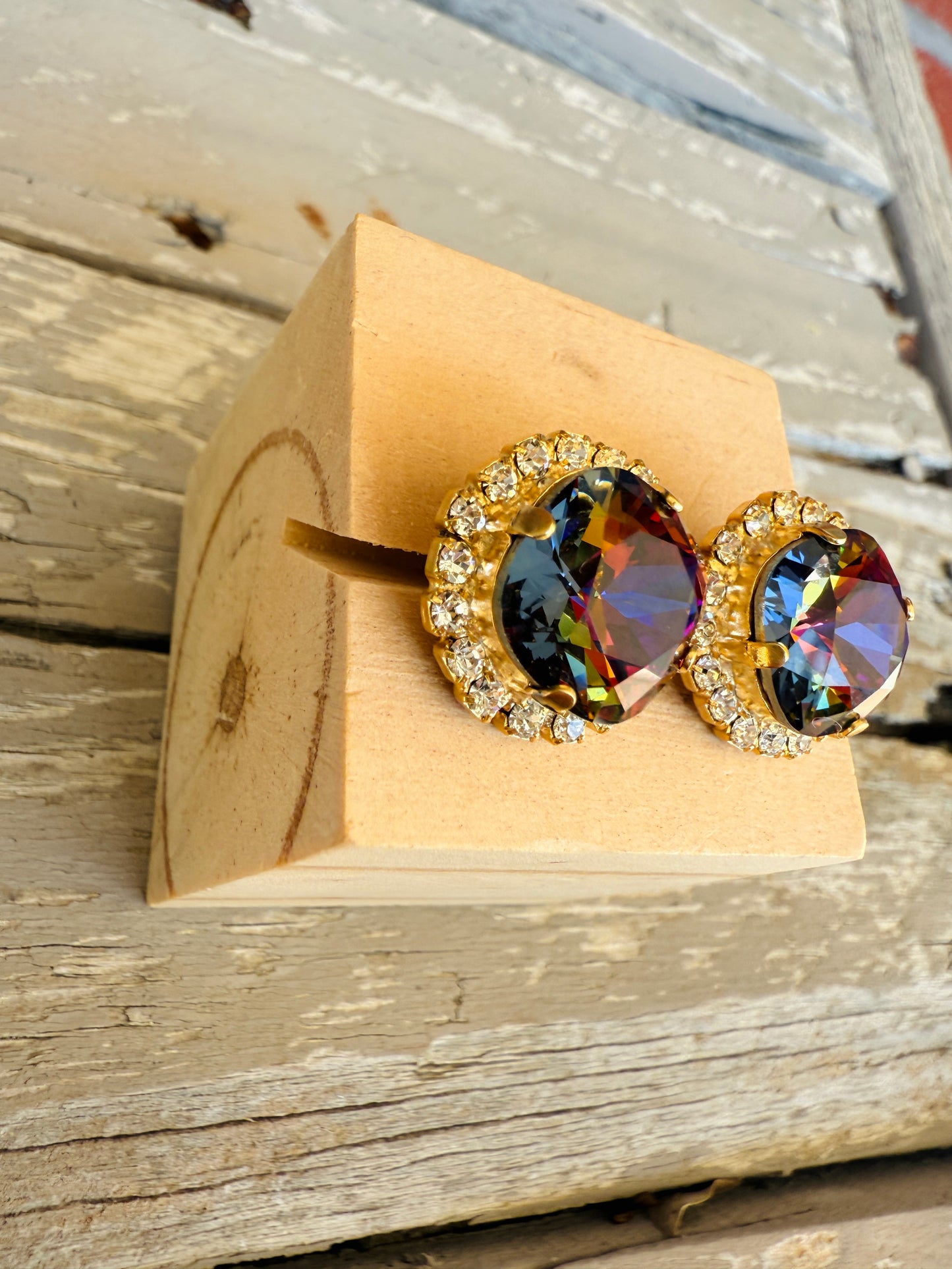 Mona Square Cut Crystal Halo Framed Earrings