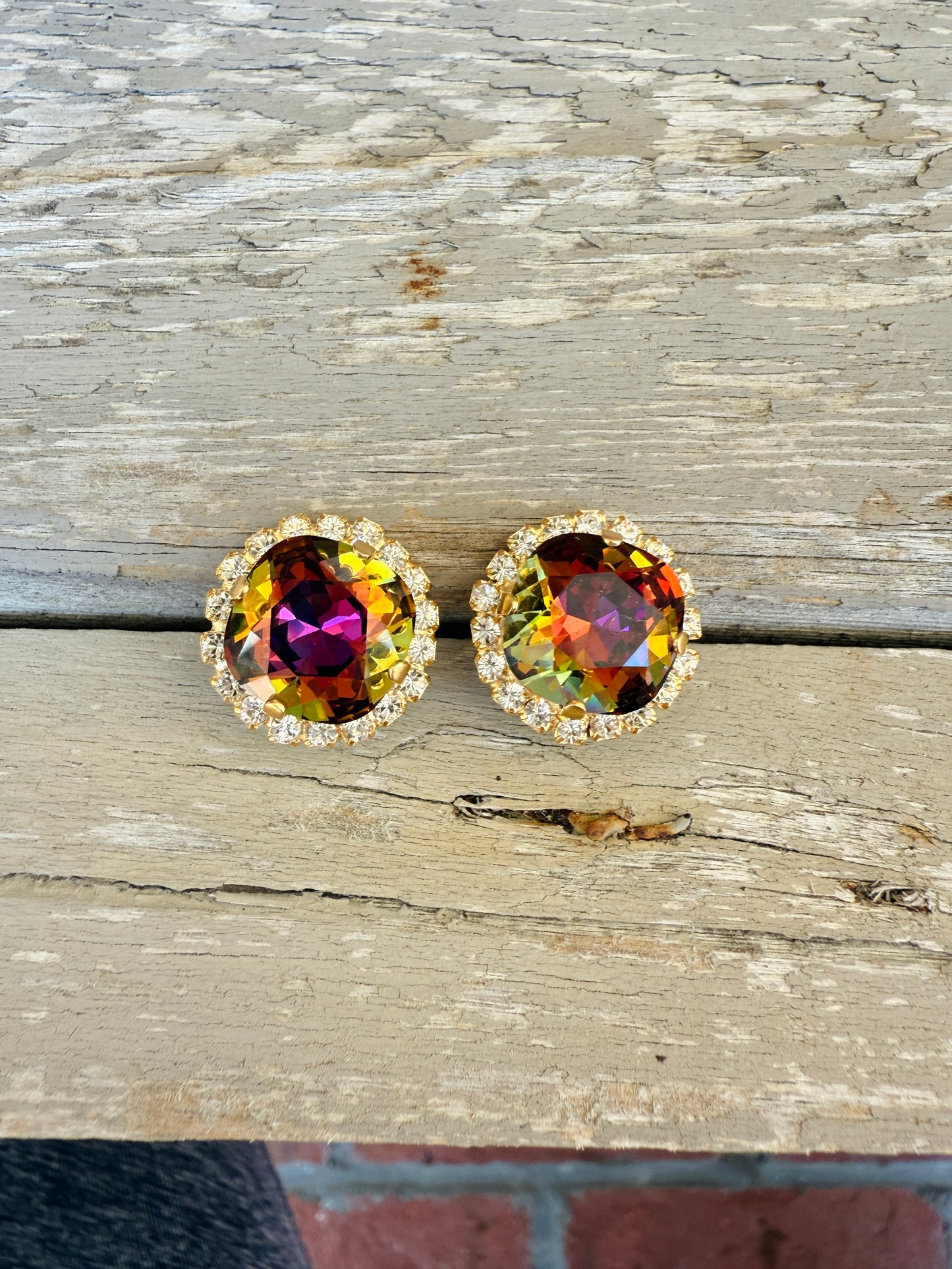 Mona Square Cut Crystal Halo Framed Earrings