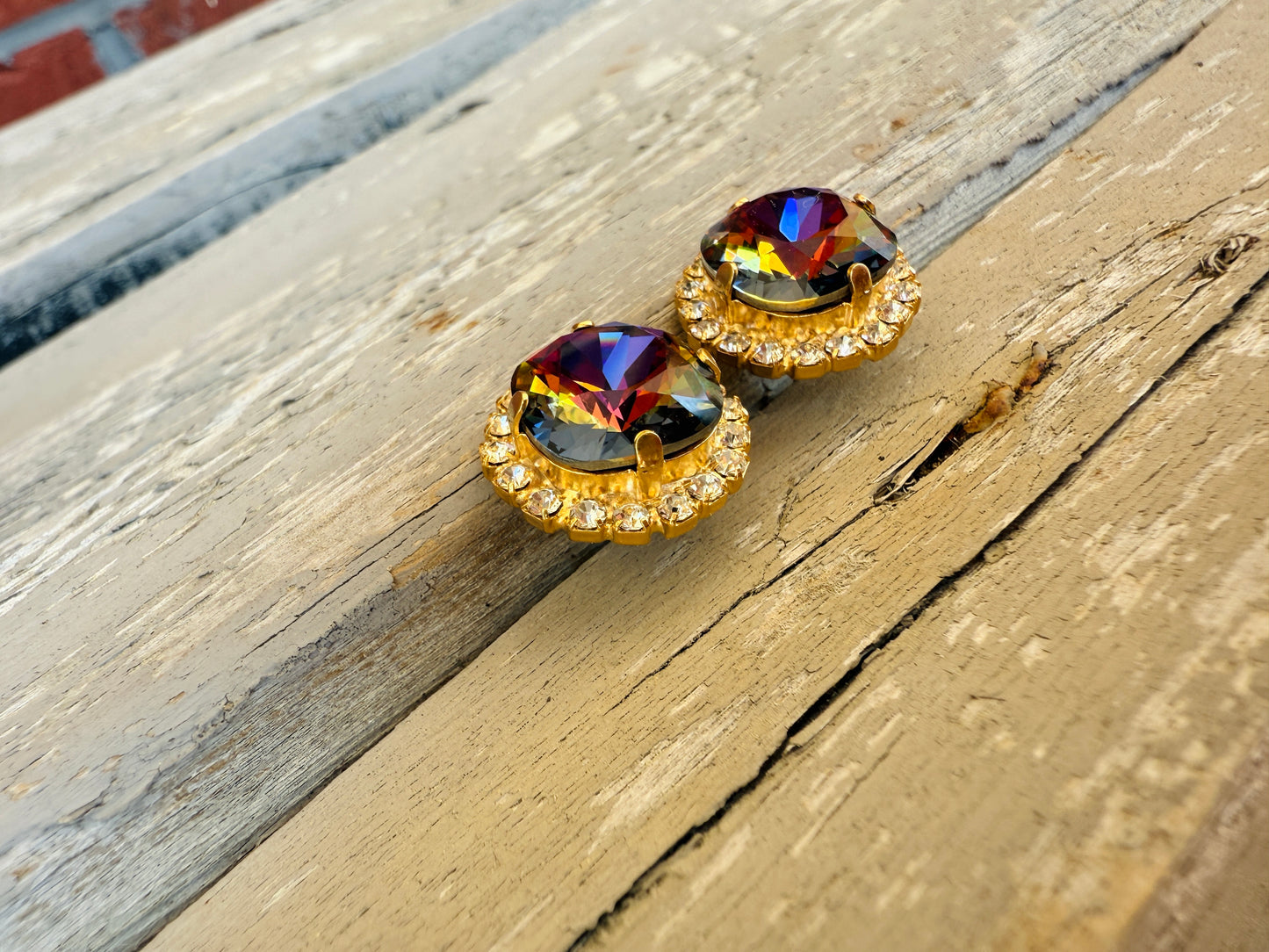 Mona Square Cut Crystal Halo Framed Earrings