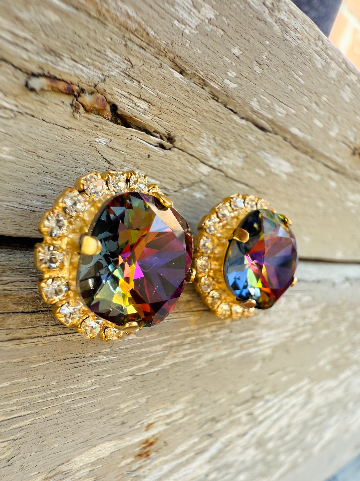 Mona Square Cut Crystal Halo Framed Earrings