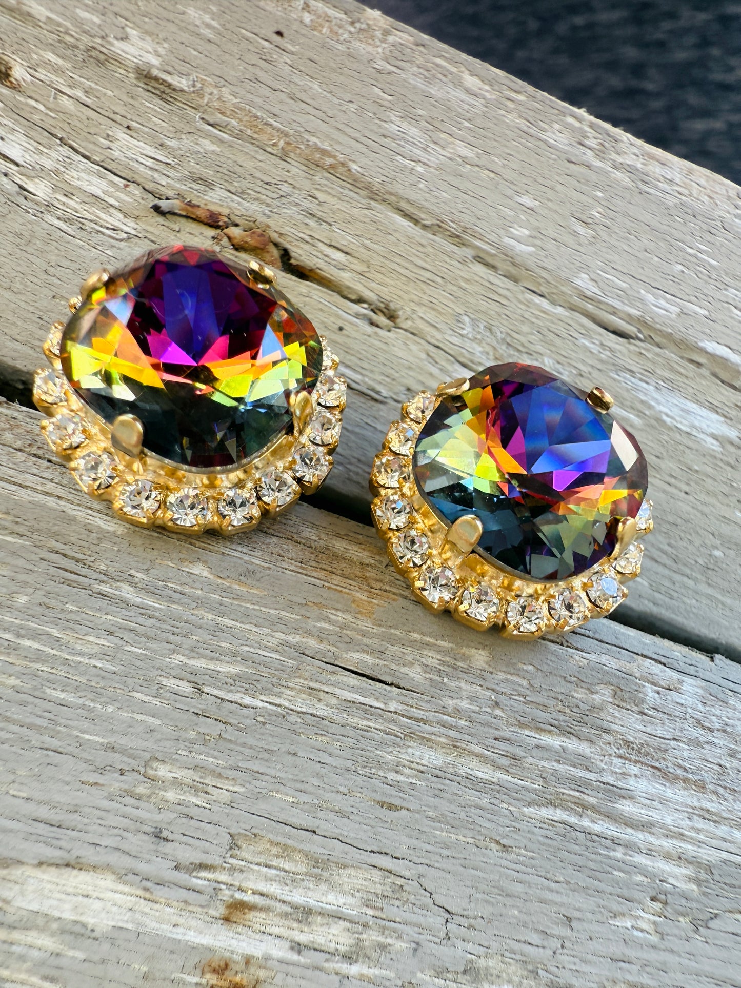 Mona Square Cut Crystal Halo Framed Earrings