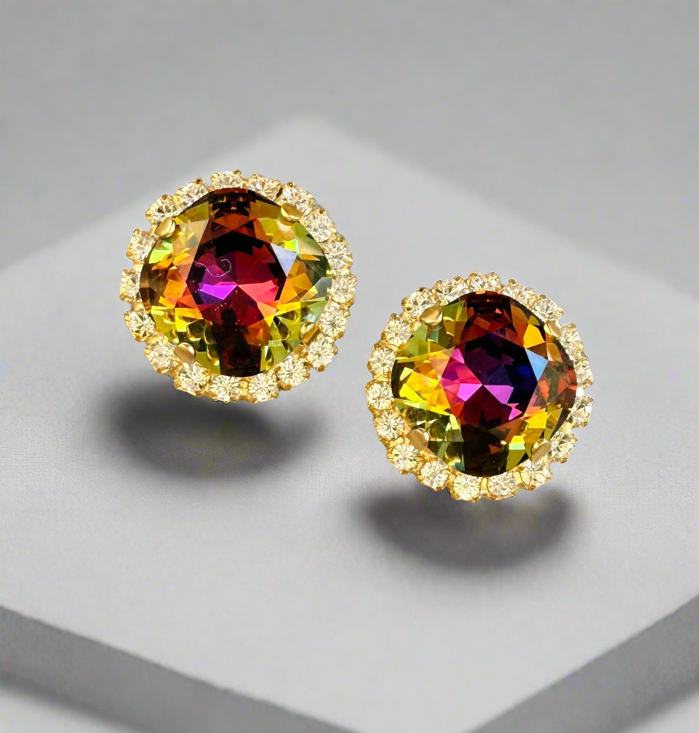 Mona Square Cut Crystal Halo Framed Earrings