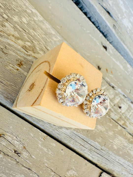 Marleigh Square Cut Crystal Halo Framed Earrings