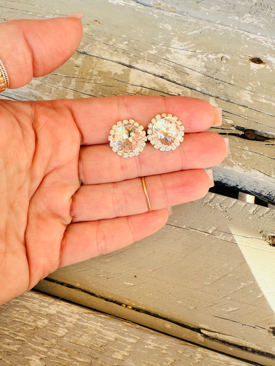 Marleigh Square Cut Crystal Halo Framed Earrings