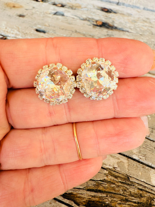 Marleigh Square Cut Crystal Halo Framed Earrings