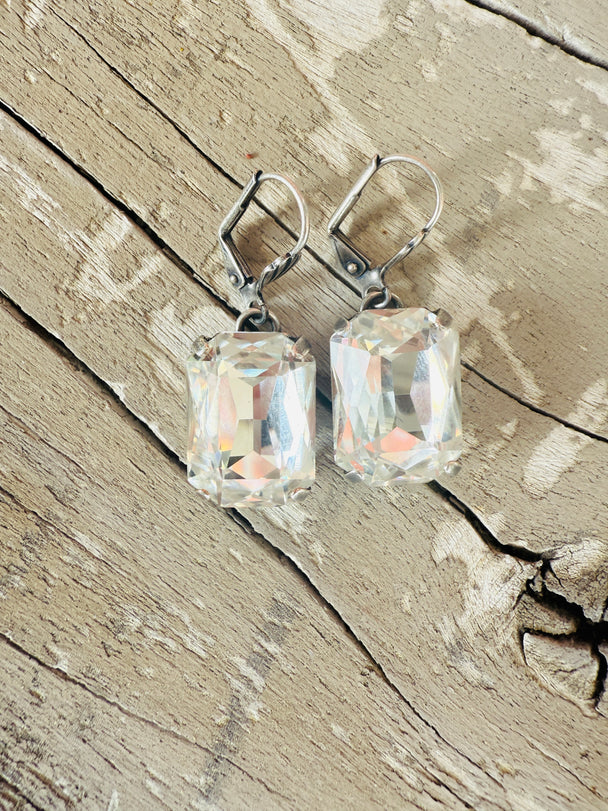 Ginger Octagon Crystal Dangle Earrings